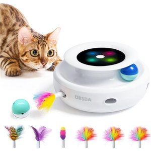 Cat Toys 2in1 Interactive Cat Toys for Indoor Cats, Timer Auto On/Off, Cat Toy